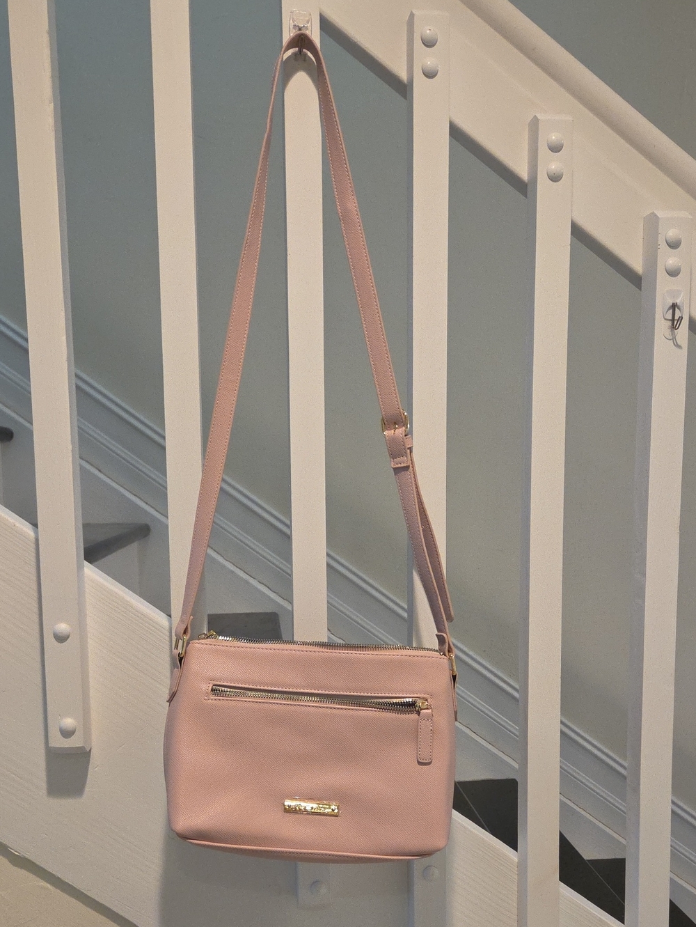 Betsey Johnson Pale Pink Crossbody Bag with Gold Hardware